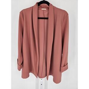 Jodifil Womens Sz 2X Open Front Blazer Jacket Blush Pink